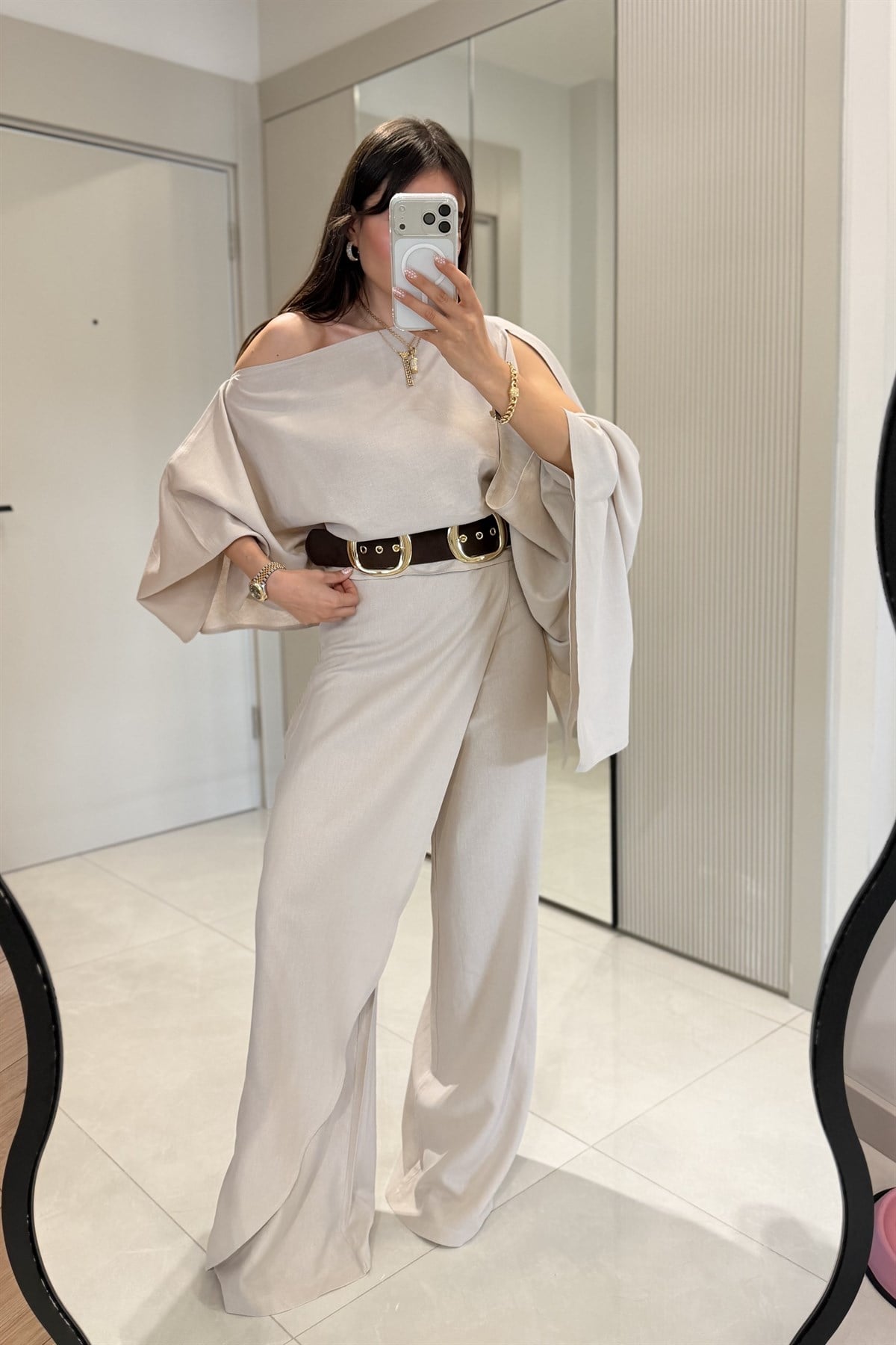 Natalia Taş Keten Premium Yarasa Takım