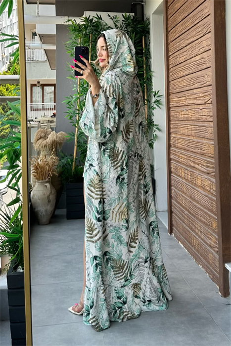 Natural karışık desen oversize kimono