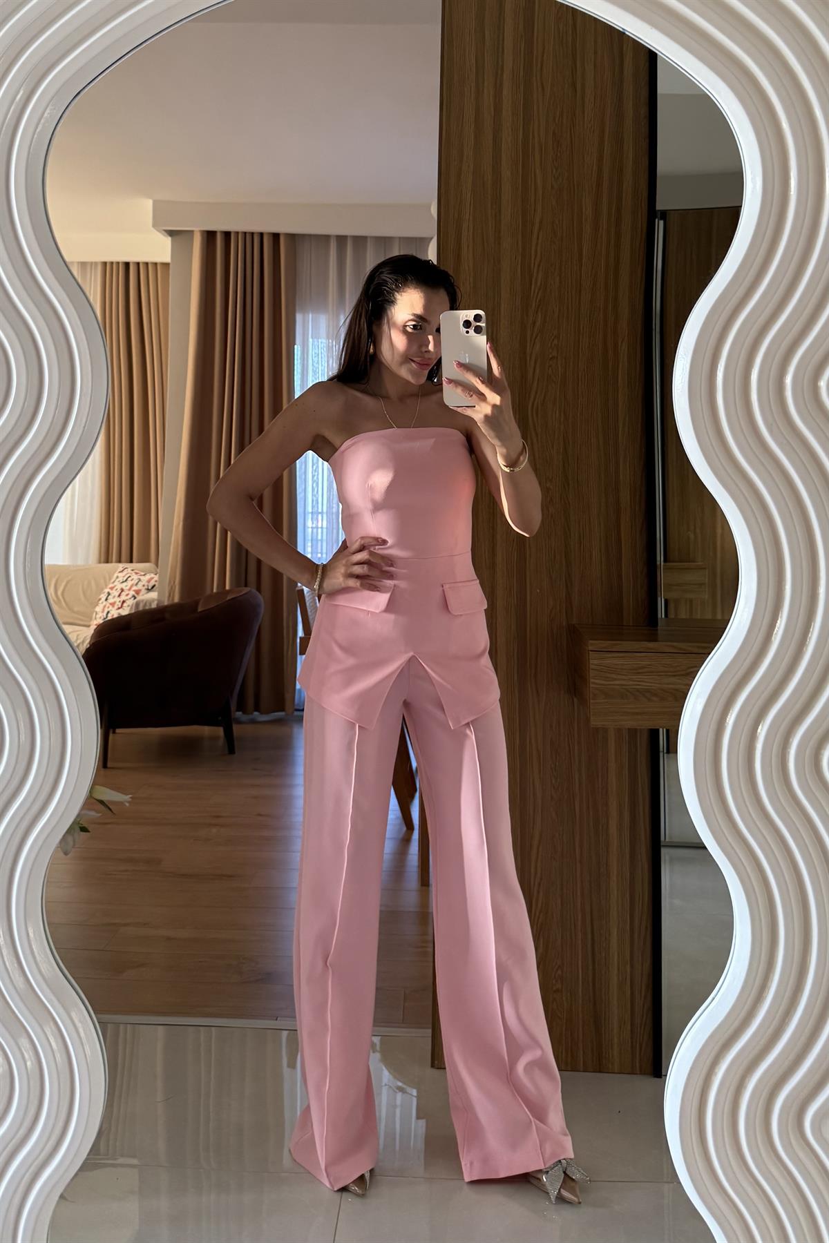 Nergis Pembe Cep Detaylı Takım
