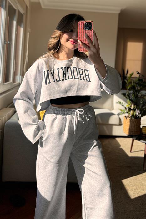 New York Gri Crop Sweat