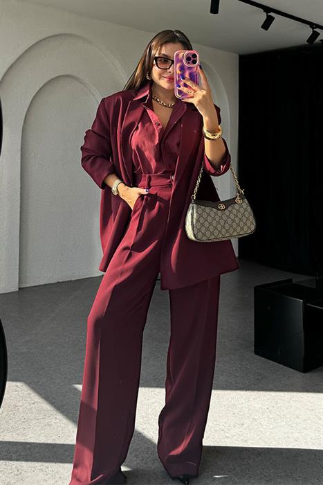 Newest Bordo Blazer Ceket Takım