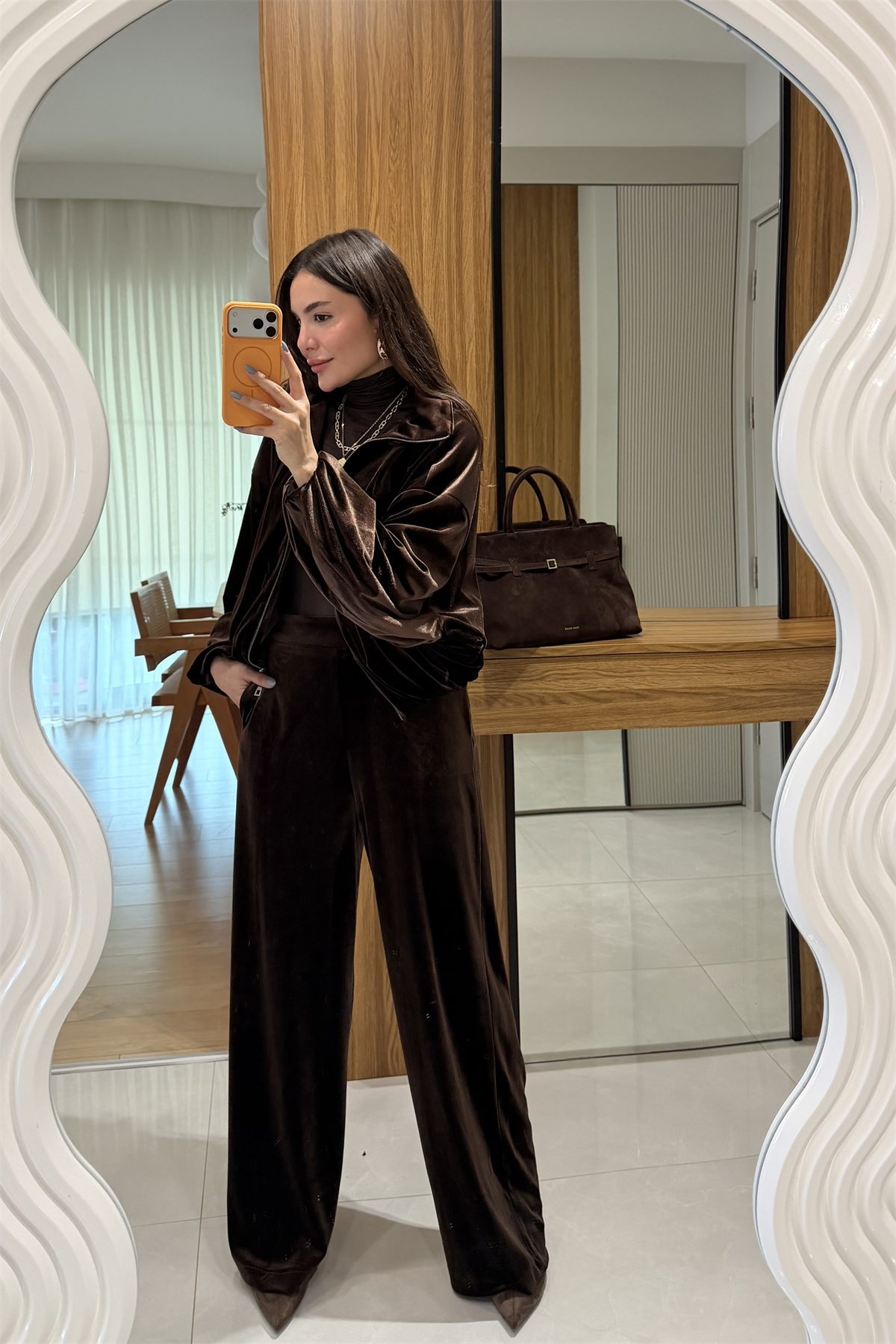 Nexi Kahve Kadife İkili Takım