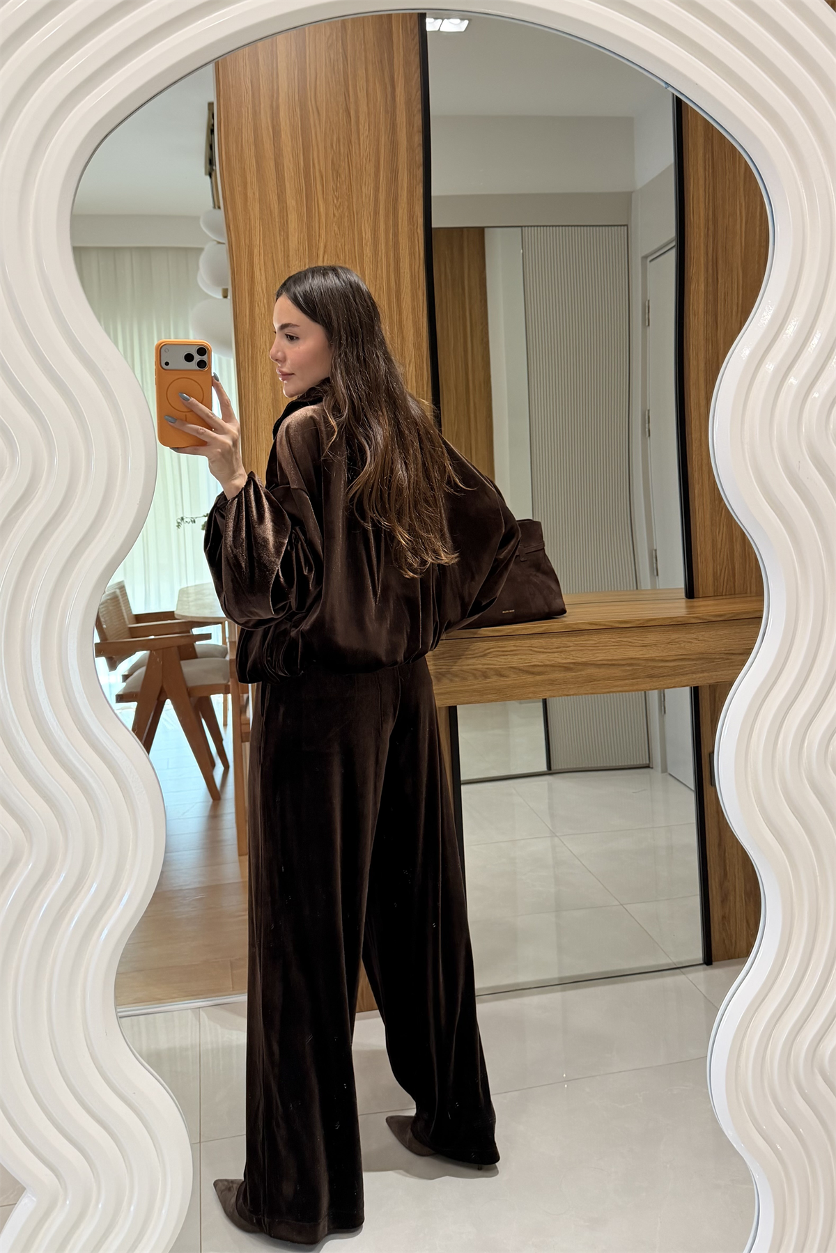 Nexi Kahve Kadife İkili Takım