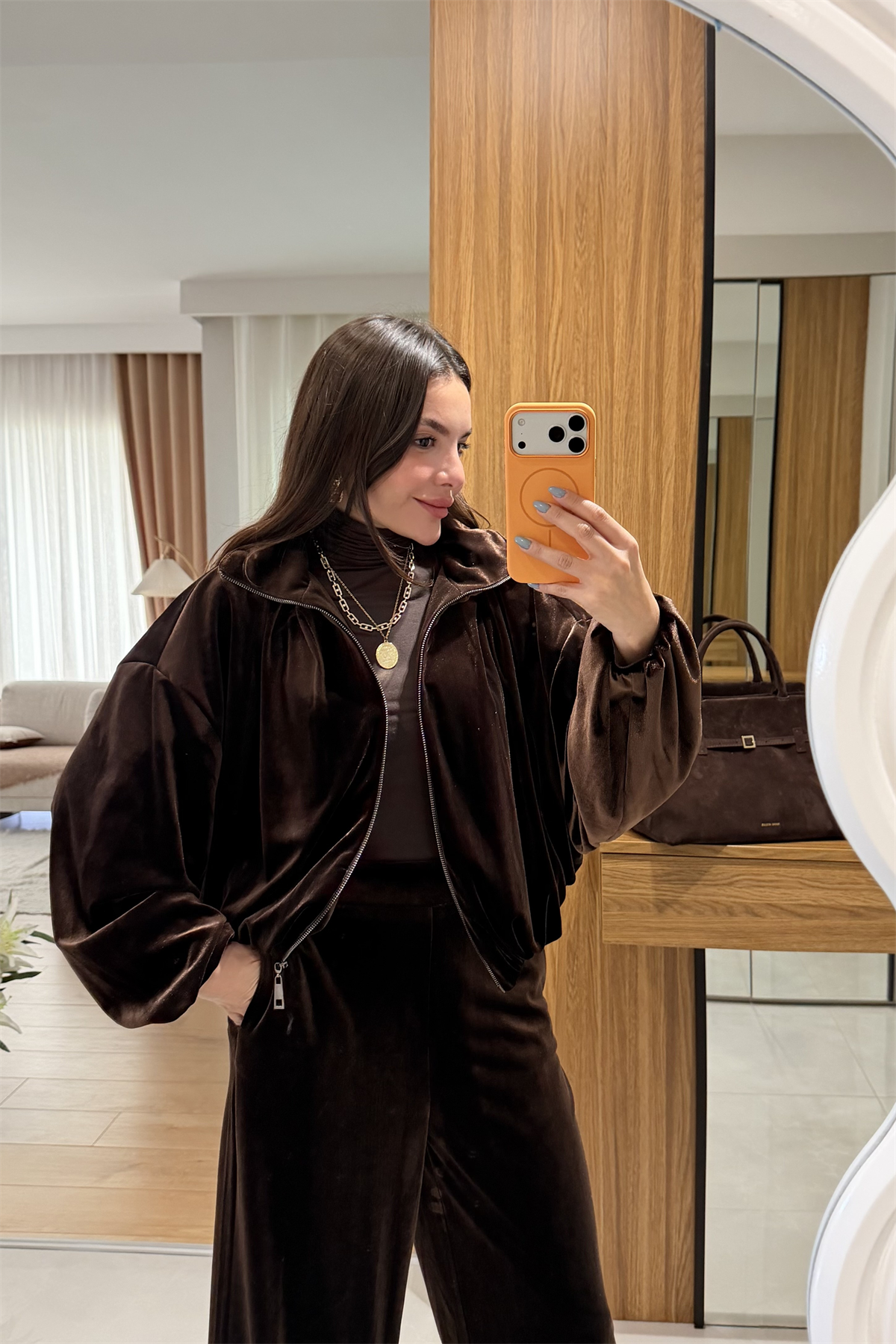 Nexi Kahve Kadife İkili Takım