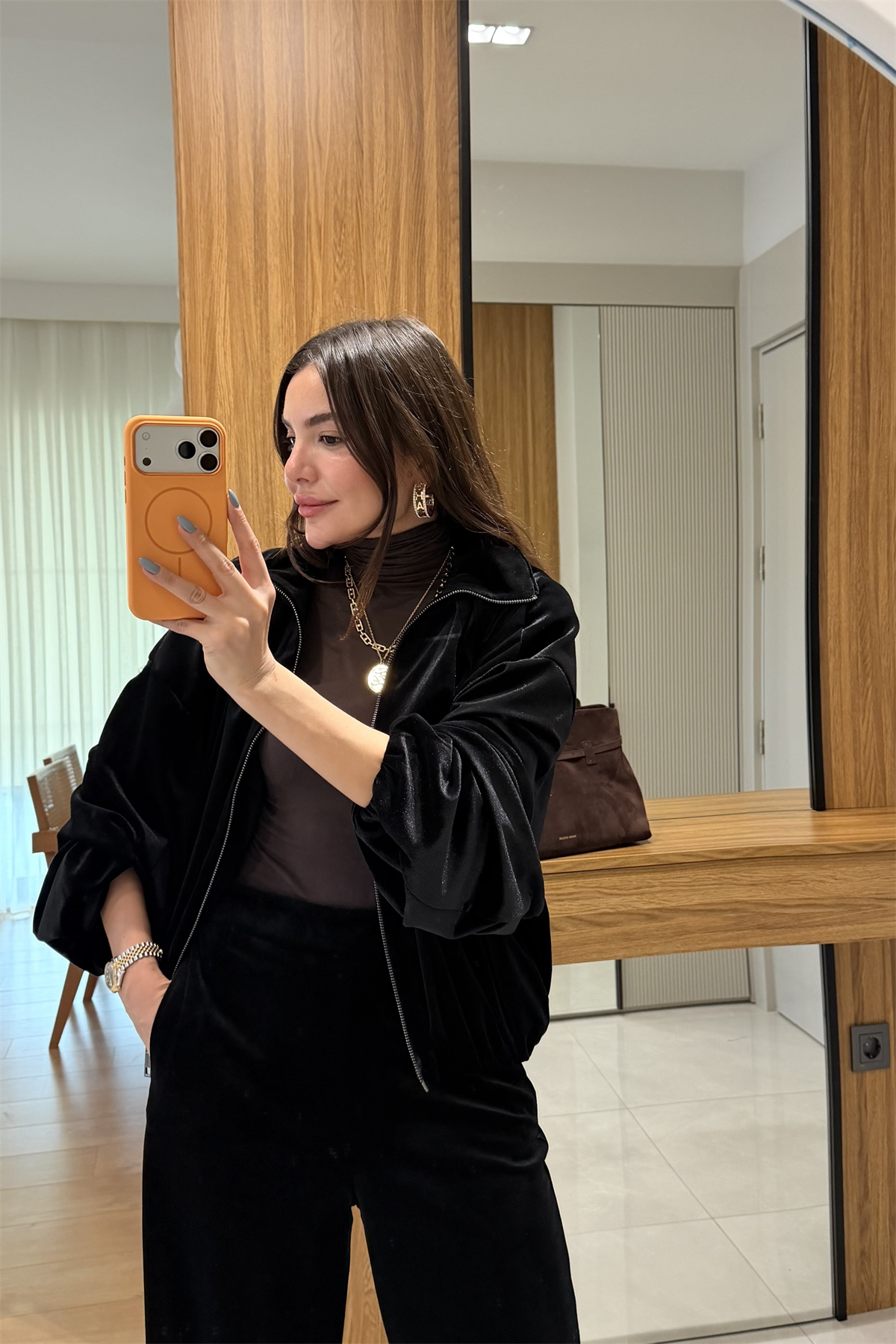 Nexi Siyah Kadife İkili Takım