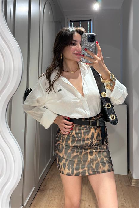 Nia Leopar Desen Mİni Etek