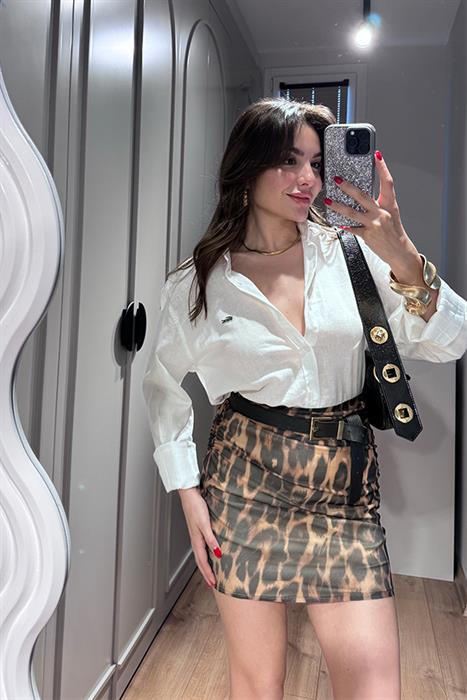 Nia Leopar Desen Mİni Etek