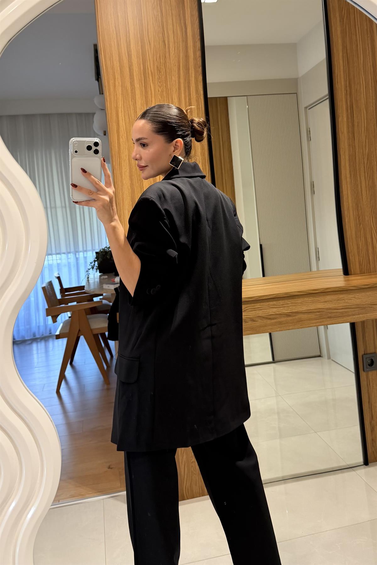 Nicole Siyah Blazer Pantolon Takım