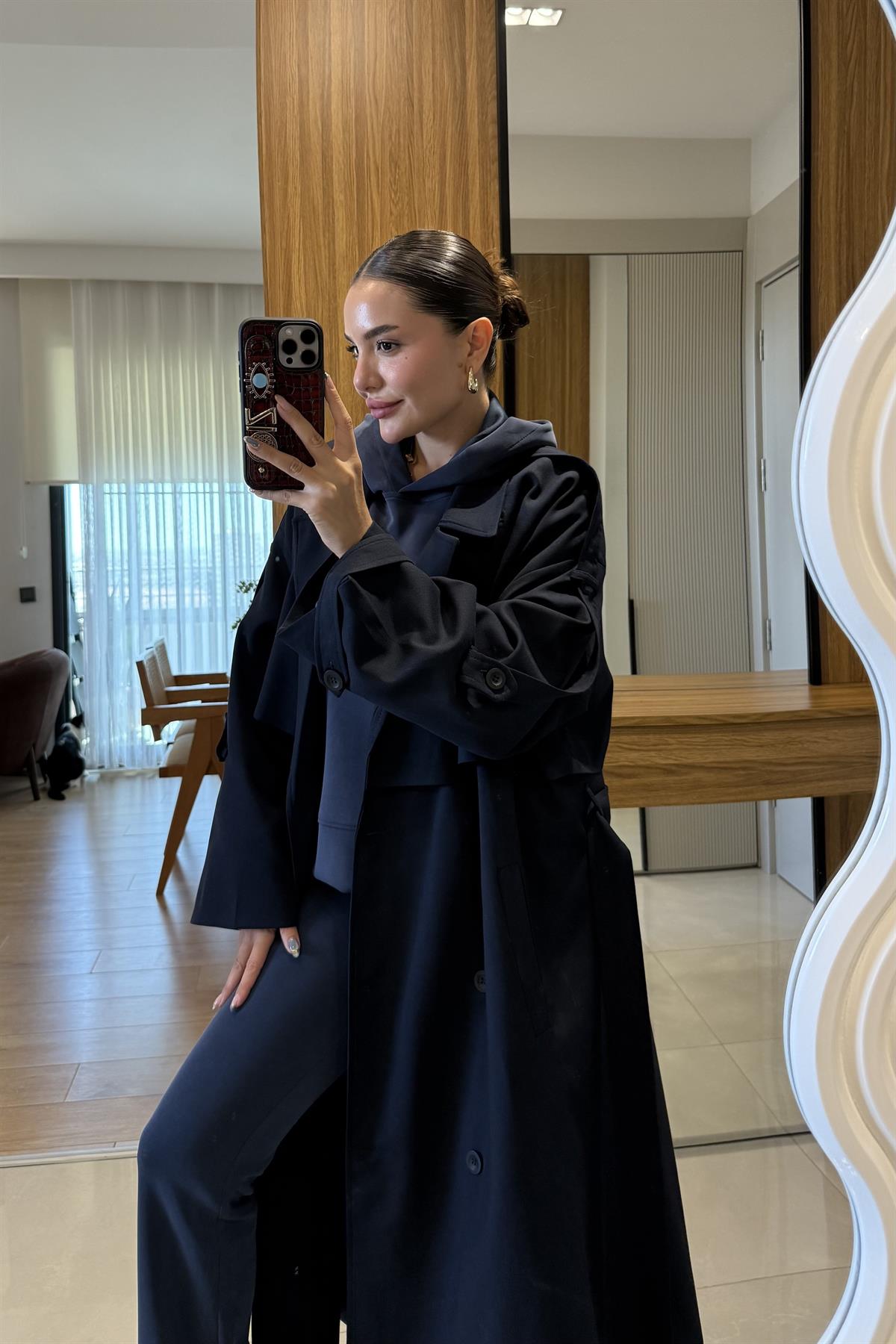 Nien Lacivert Poliviskon Trenç 