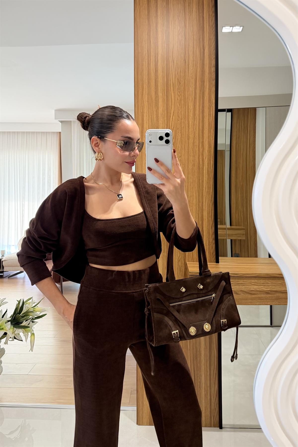 Nina Acı Kahve Üçlü Bolerolu Takım