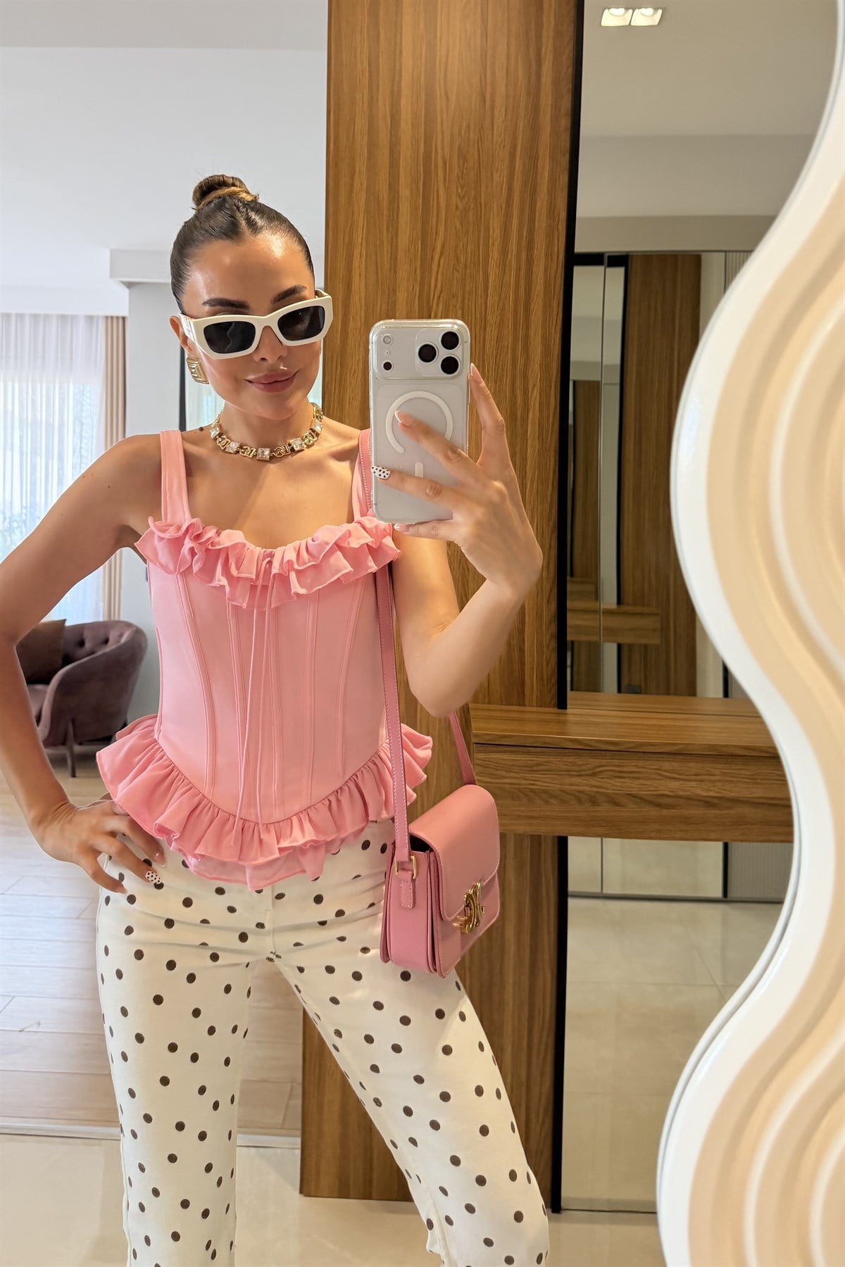 Noah Pembe Fırfır Detaylı Korse Büstiyer 