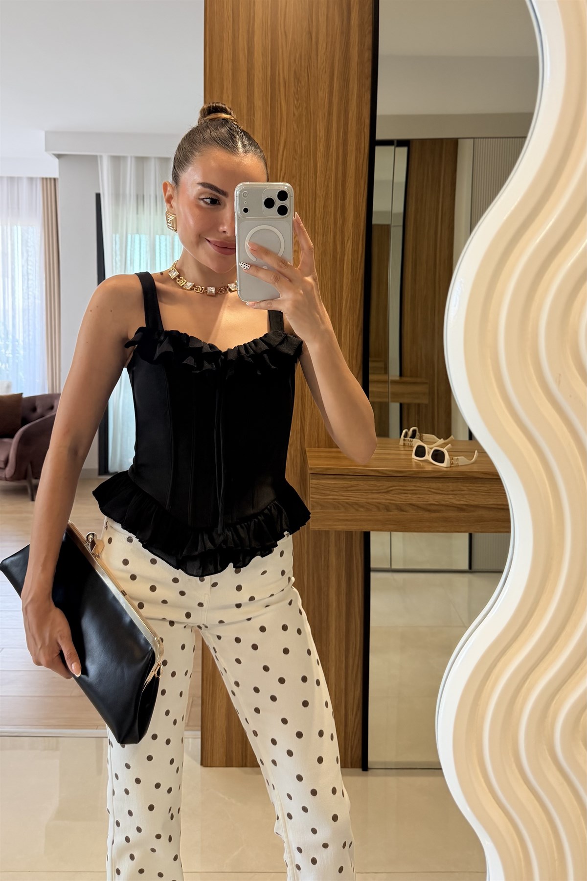 Noah Siyah Fırfır Detaylı Korse Büstiyer 