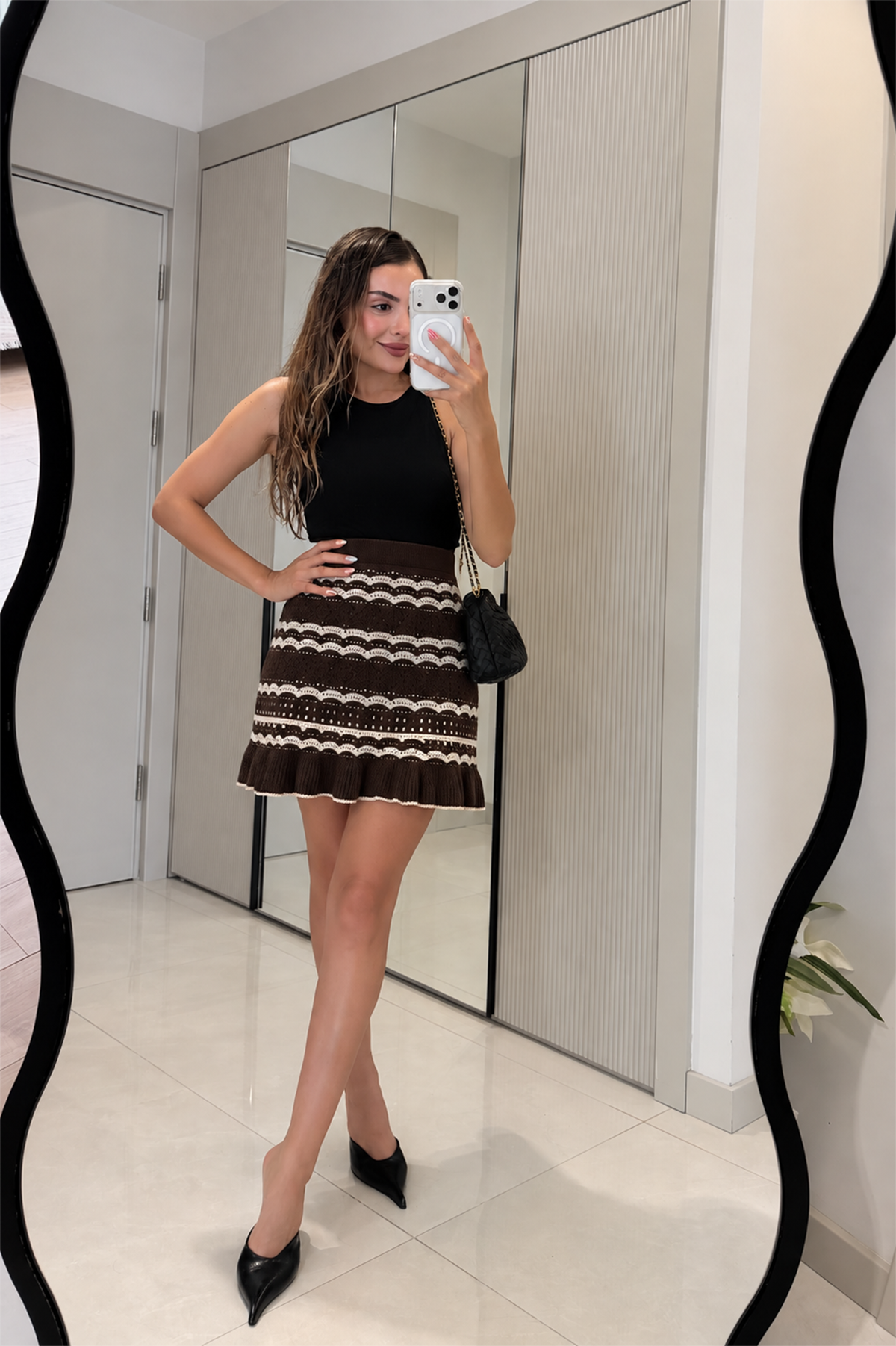 Noemi Kahve Triko Astarlı Etek