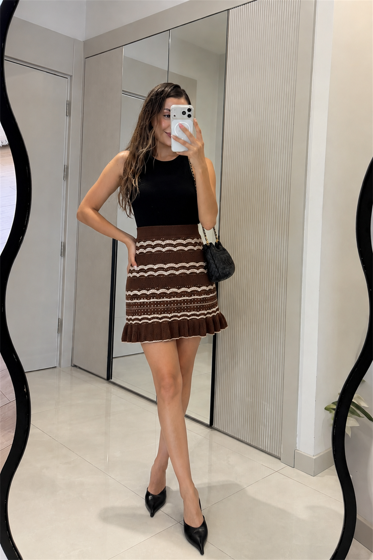 Noemi Kahve Triko Astarlı Etek