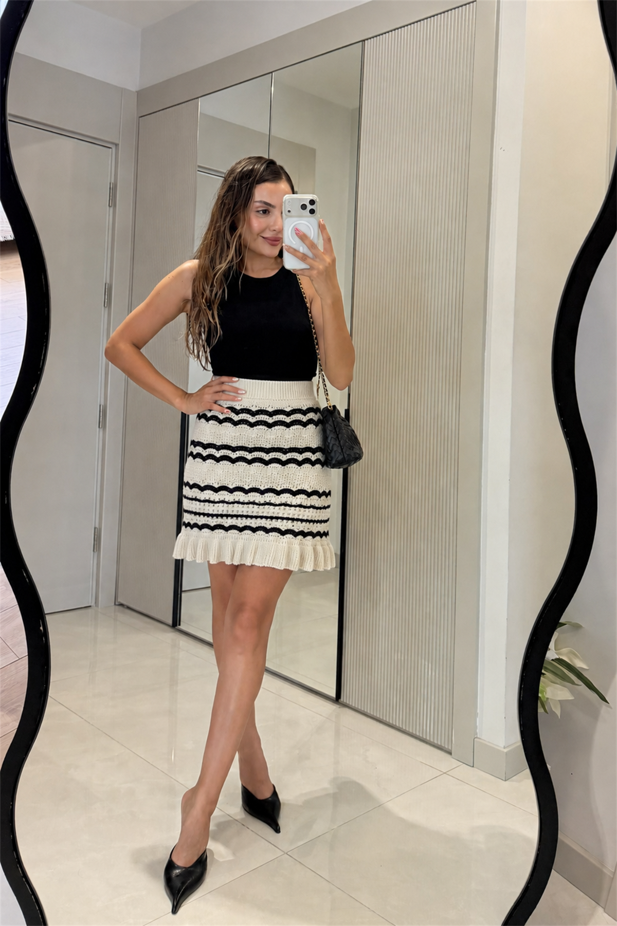 Noemi Krem Triko Astarlı Etek