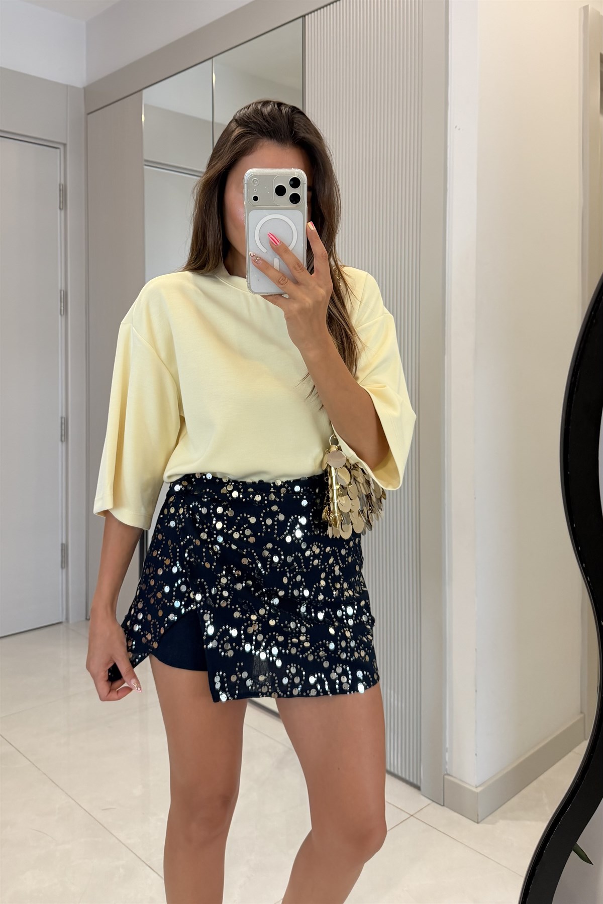 Nolie Sarı Modal Oversize Tshirt