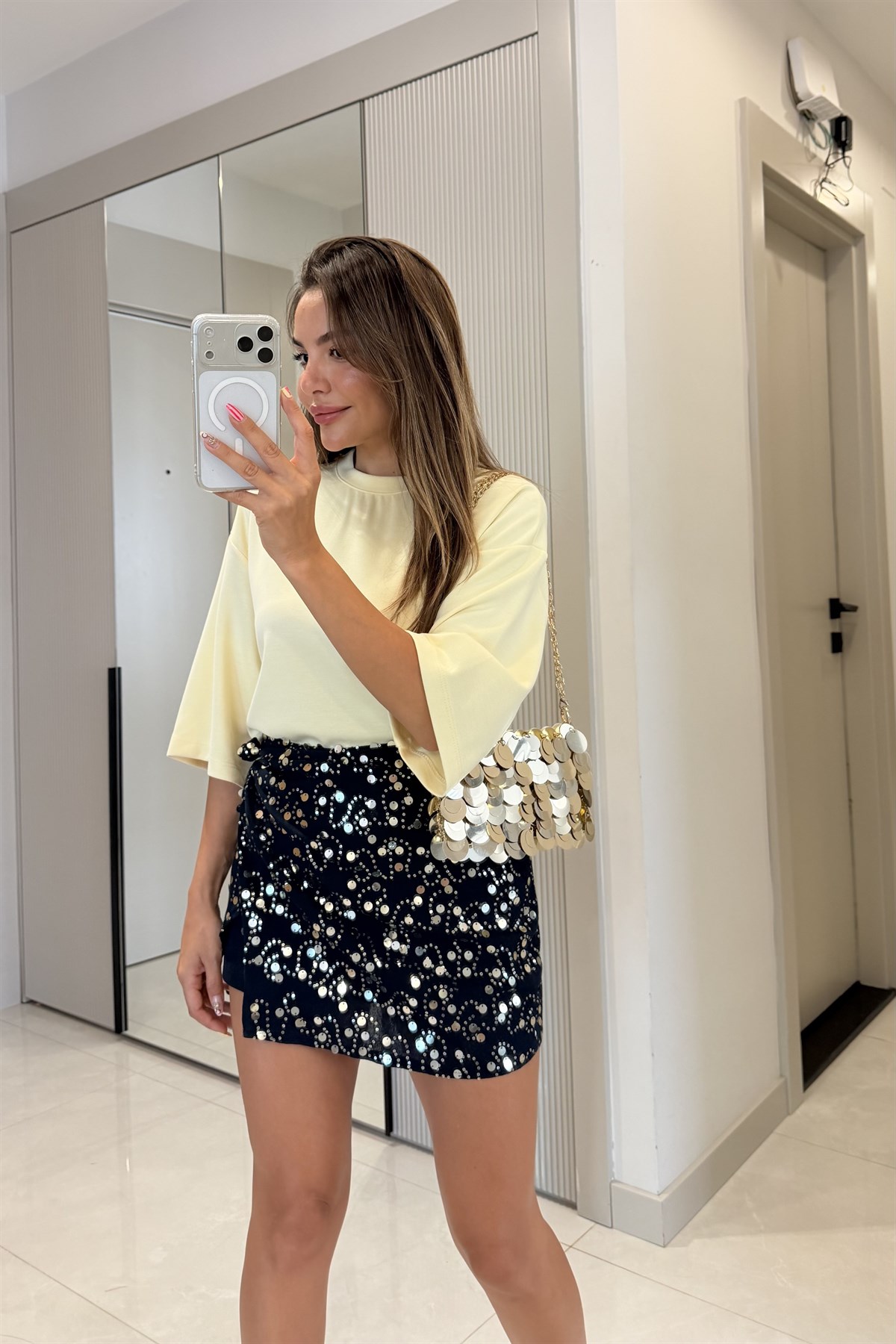 Nolie Sarı Modal Oversize Tshirt