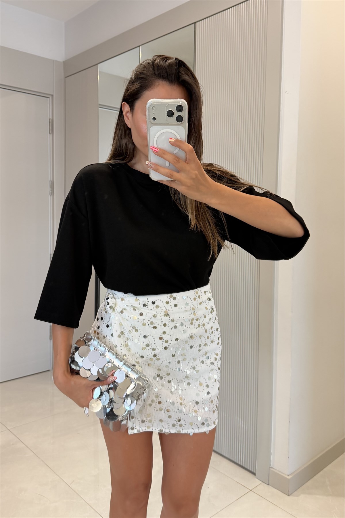 Nolie Siyah Modal Oversize Tshirt