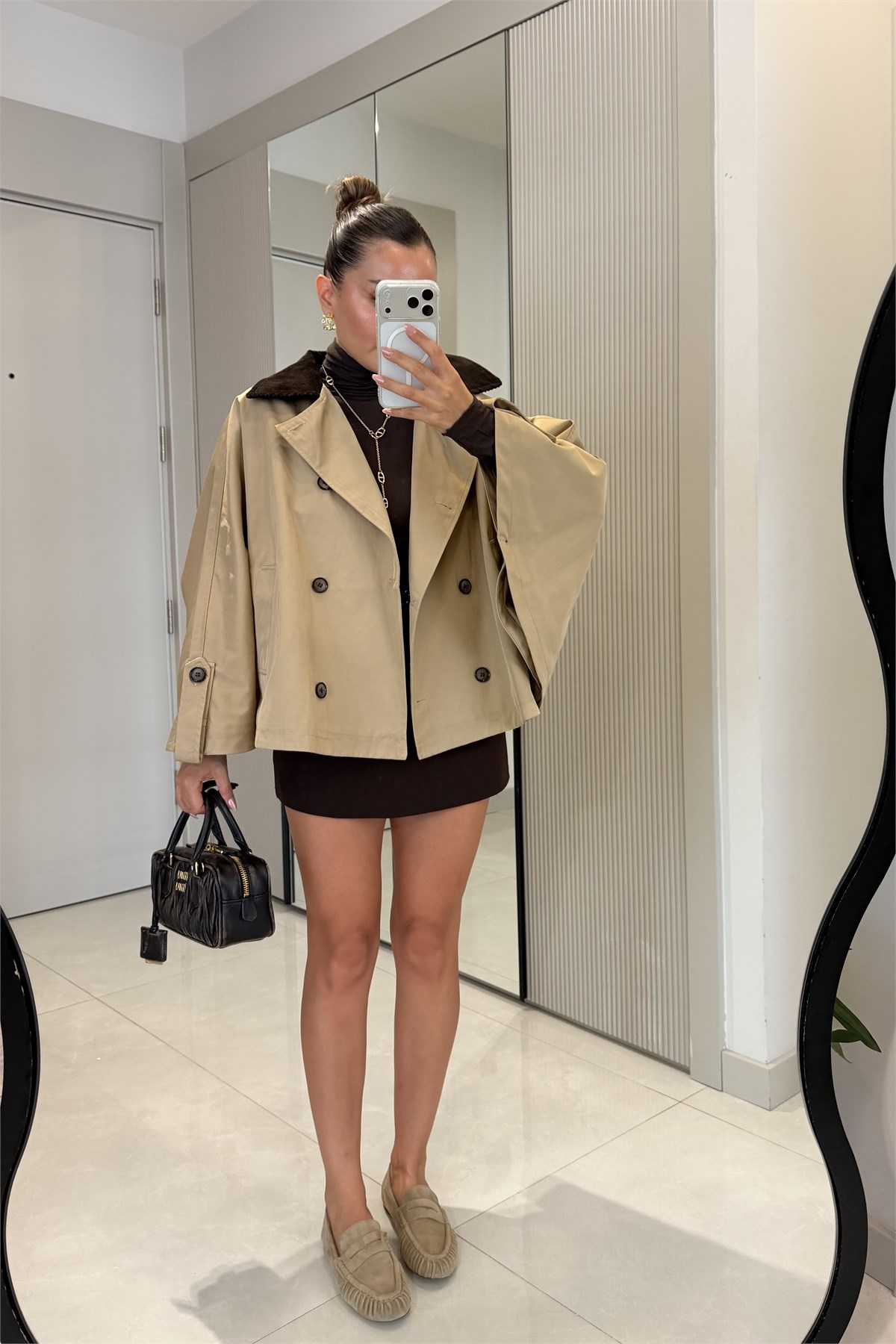Novit Camel Kadife Yaka Panço