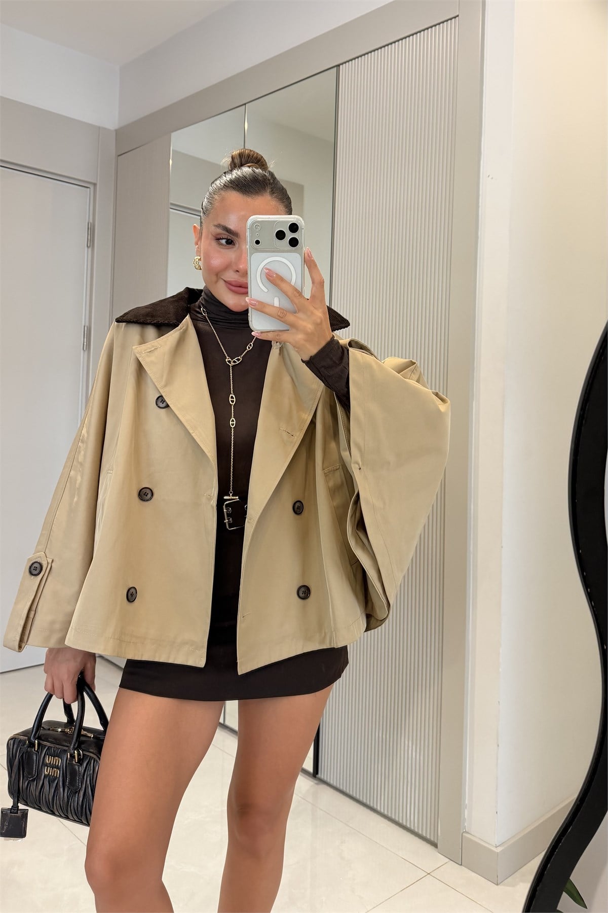 Novit Camel Kadife Yaka Panço