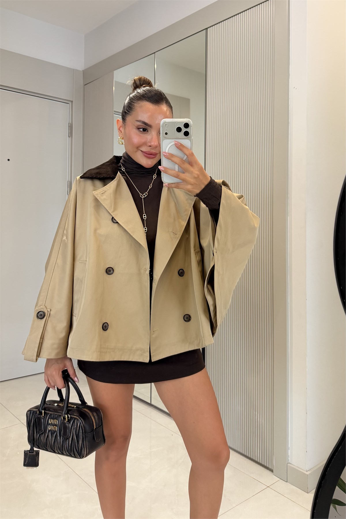Novit Camel Kadife Yaka Panço