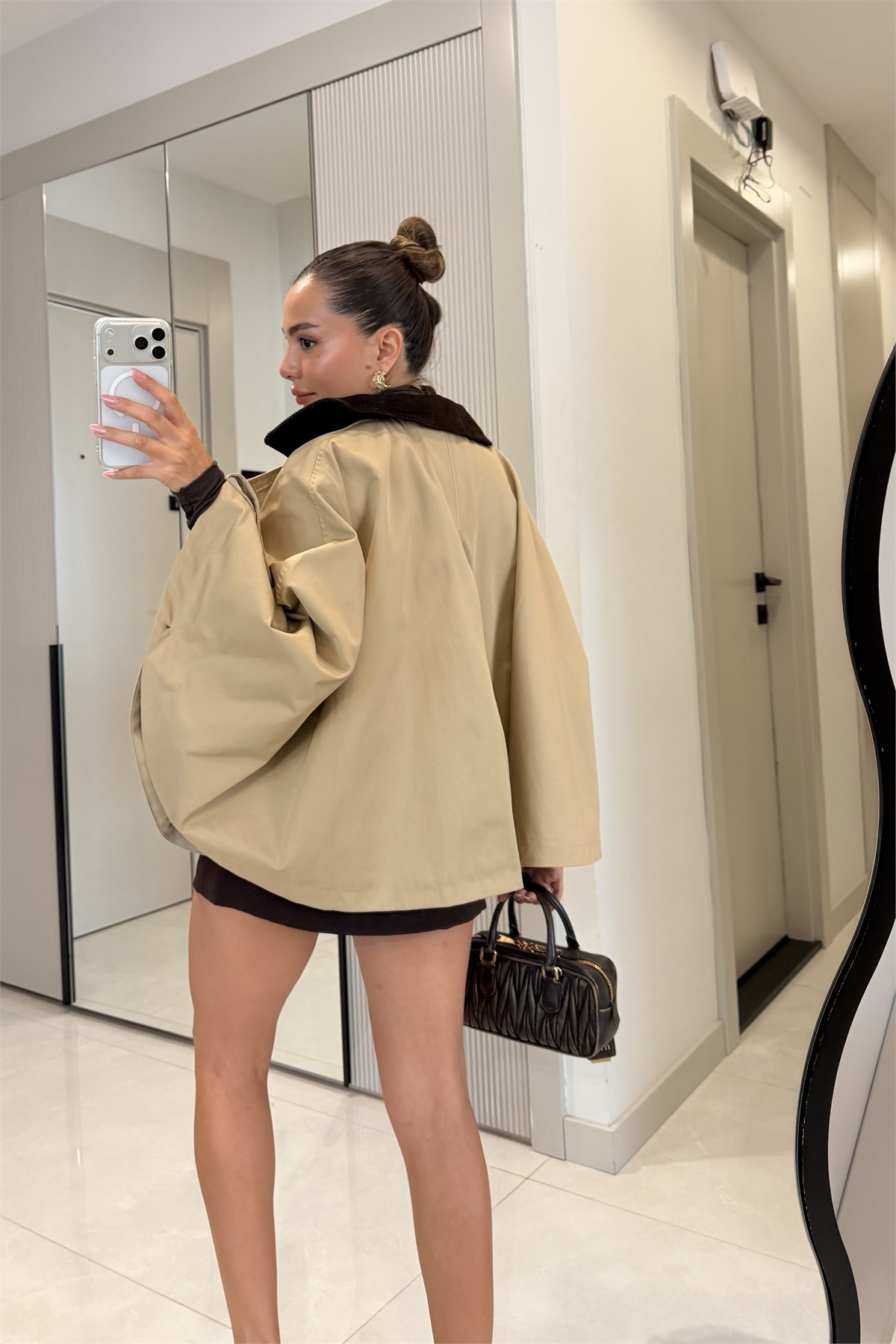 Novit Camel Kadife Yaka Panço