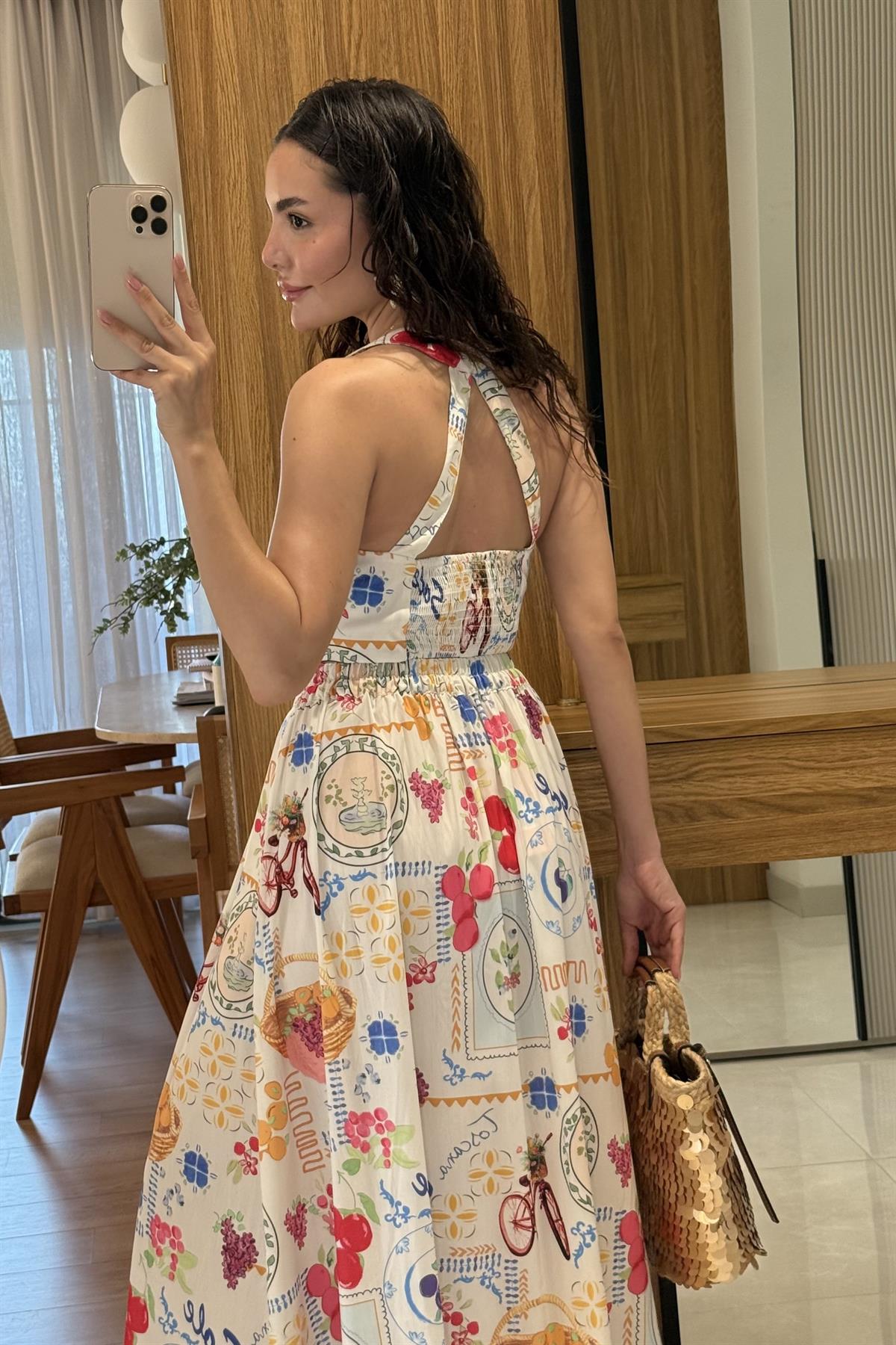 Nuvana Renkli Baskılı Crop