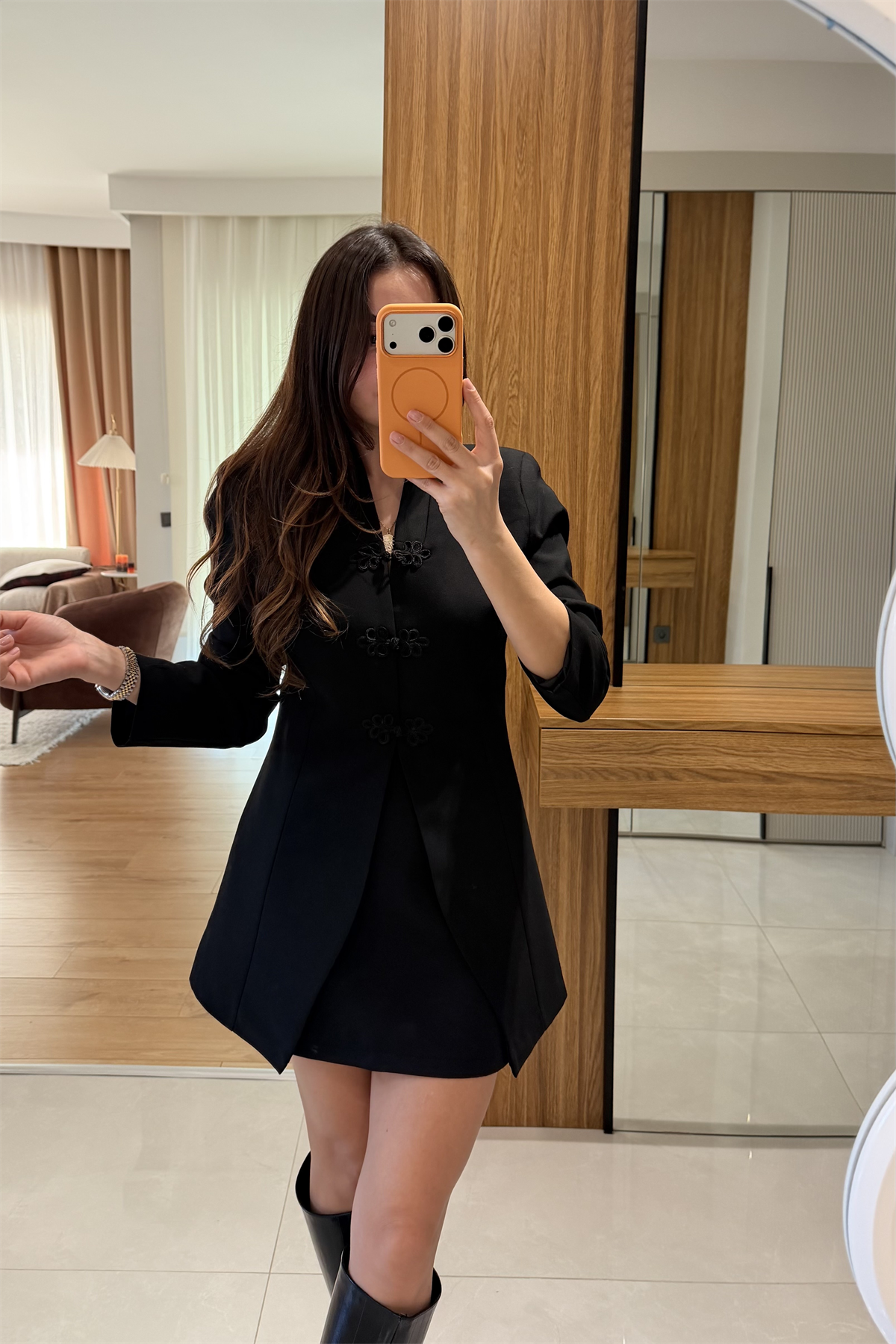 Odelle Siyah Çin İlikli Blazer Ceket