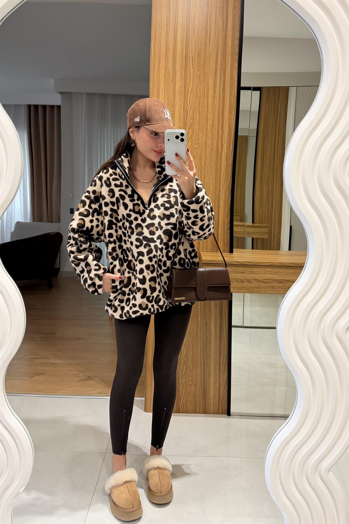 Olesya Kahve Altı Fermuarlı Tayt