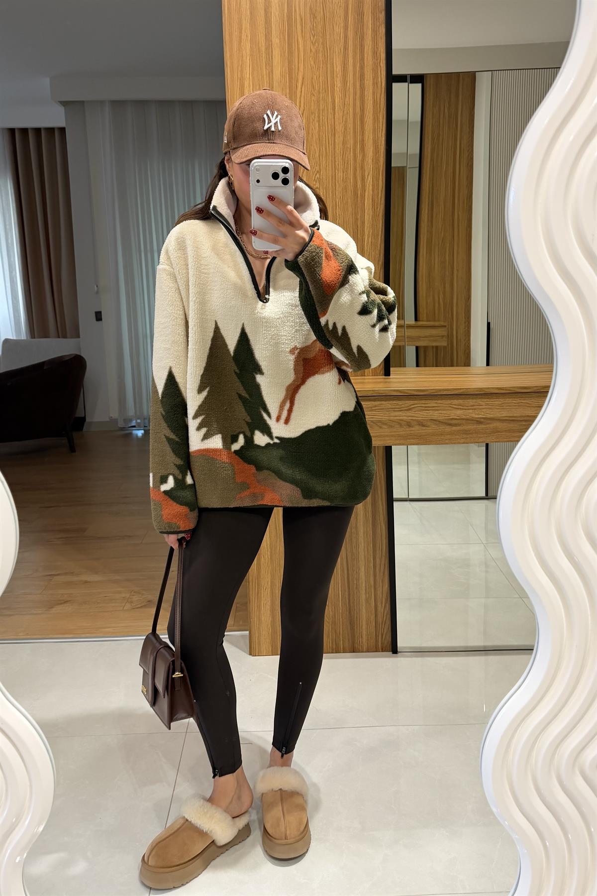 Olesya Kahve Altı Fermuarlı Tayt