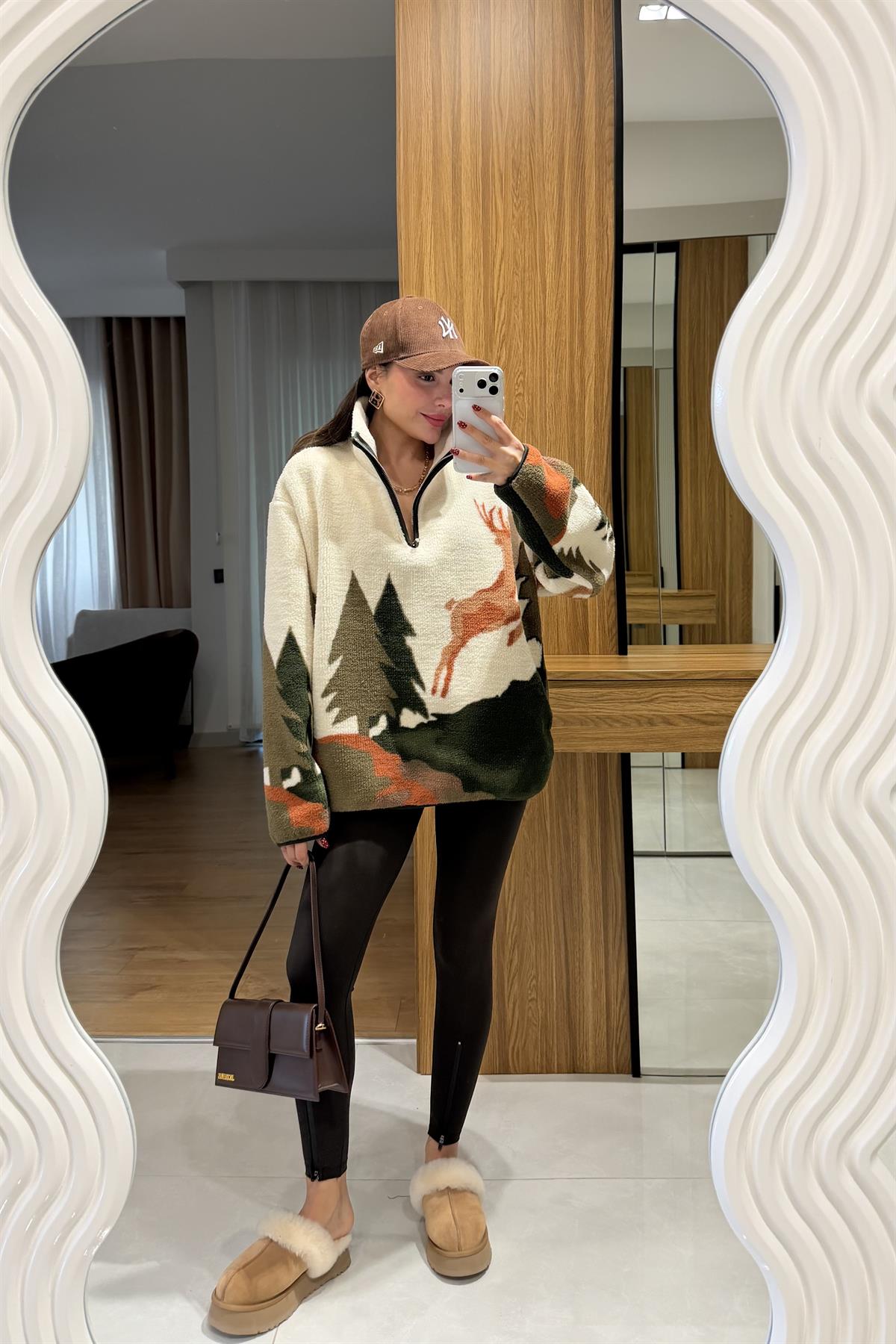 Olesya Kahve Altı Fermuarlı Tayt