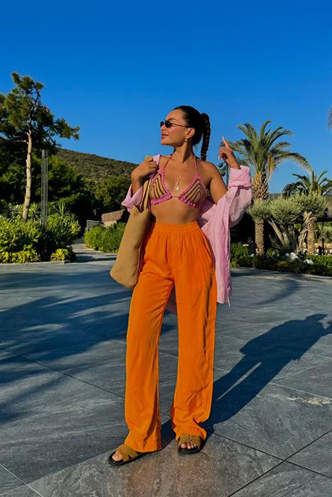 Orena Turuncu Tensel Pantolon