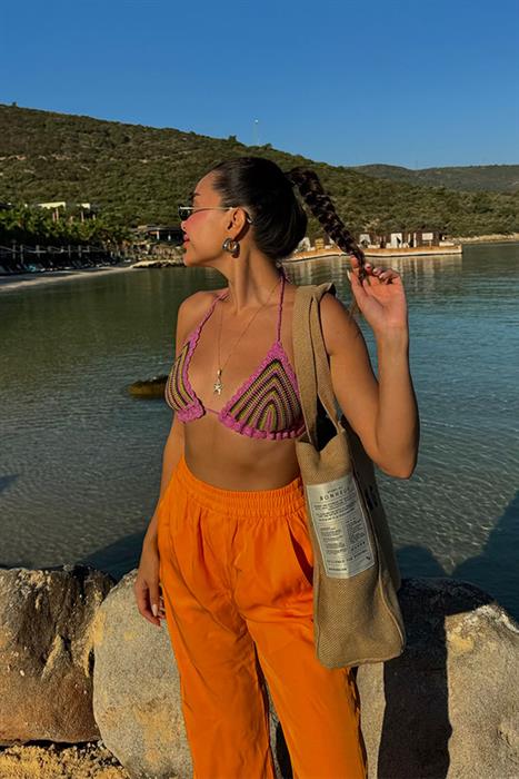 Orena Turuncu Tensel Pantolon