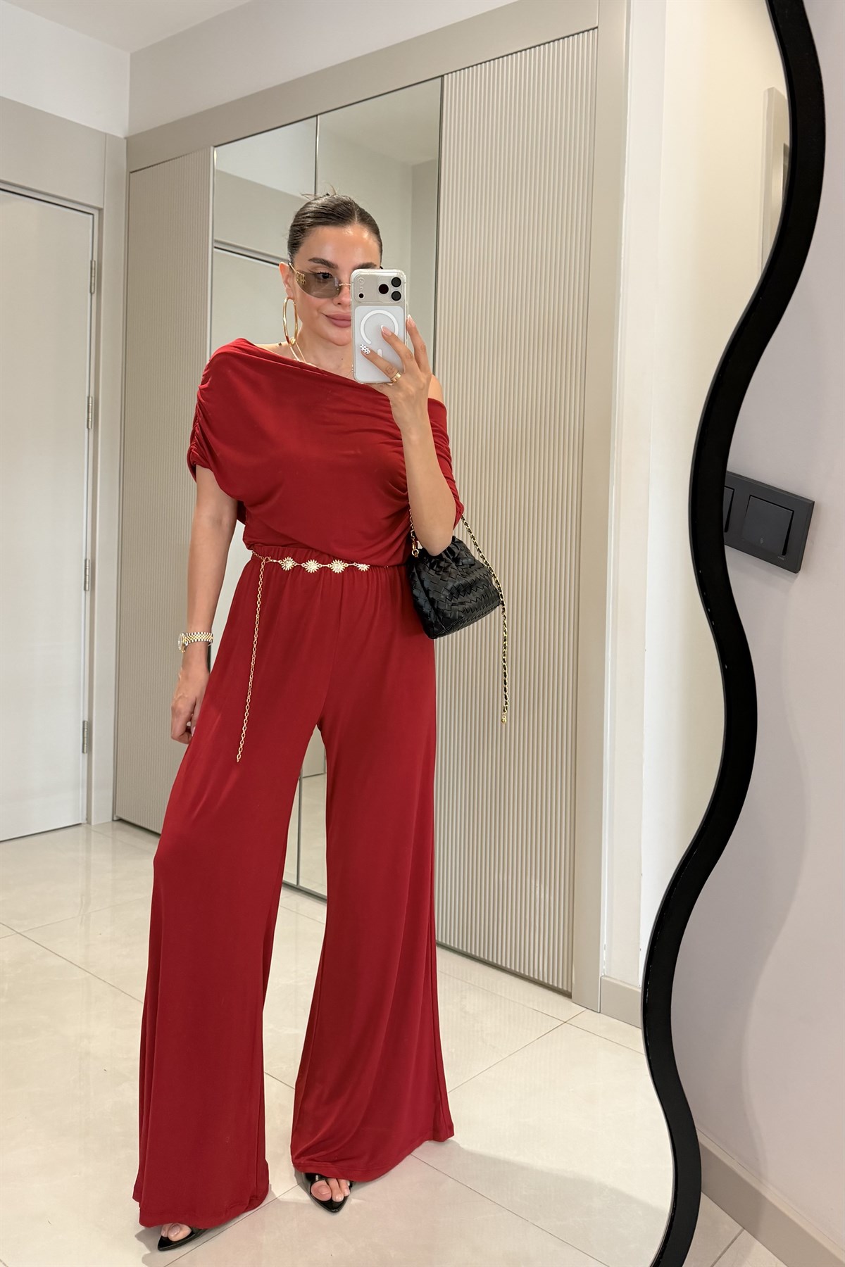 Oriana Kırmızı Kayık Yaka Sandy Takım