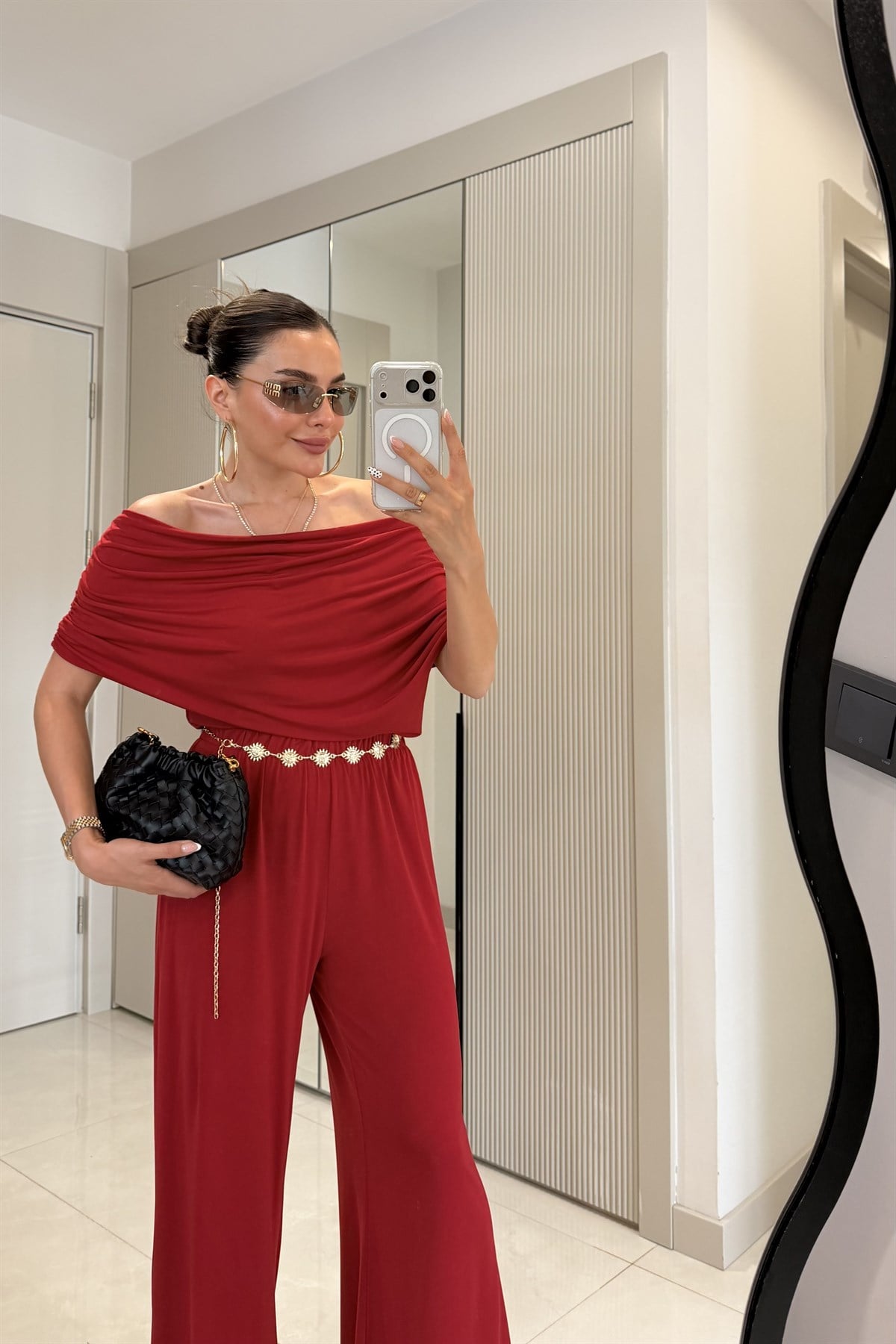 Oriana Kırmızı Kayık Yaka Sandy Takım