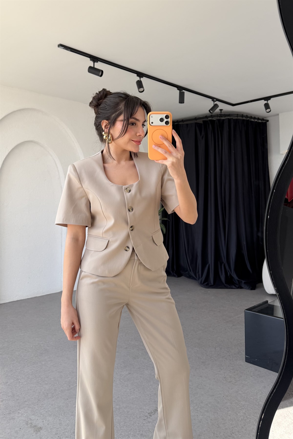 Orion Taş Kısa Kollu Ceket Pantolon Takım