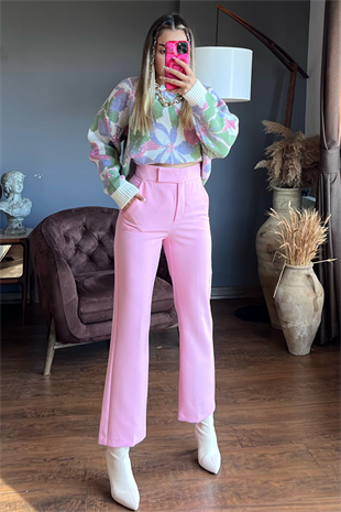 Orj toz pembe havuç kesim pantolon