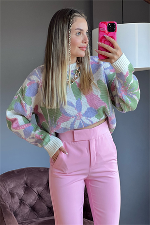 Orj toz pembe havuç kesim pantolon