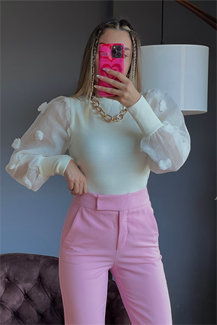 Orj toz pembe havuç kesim pantolon