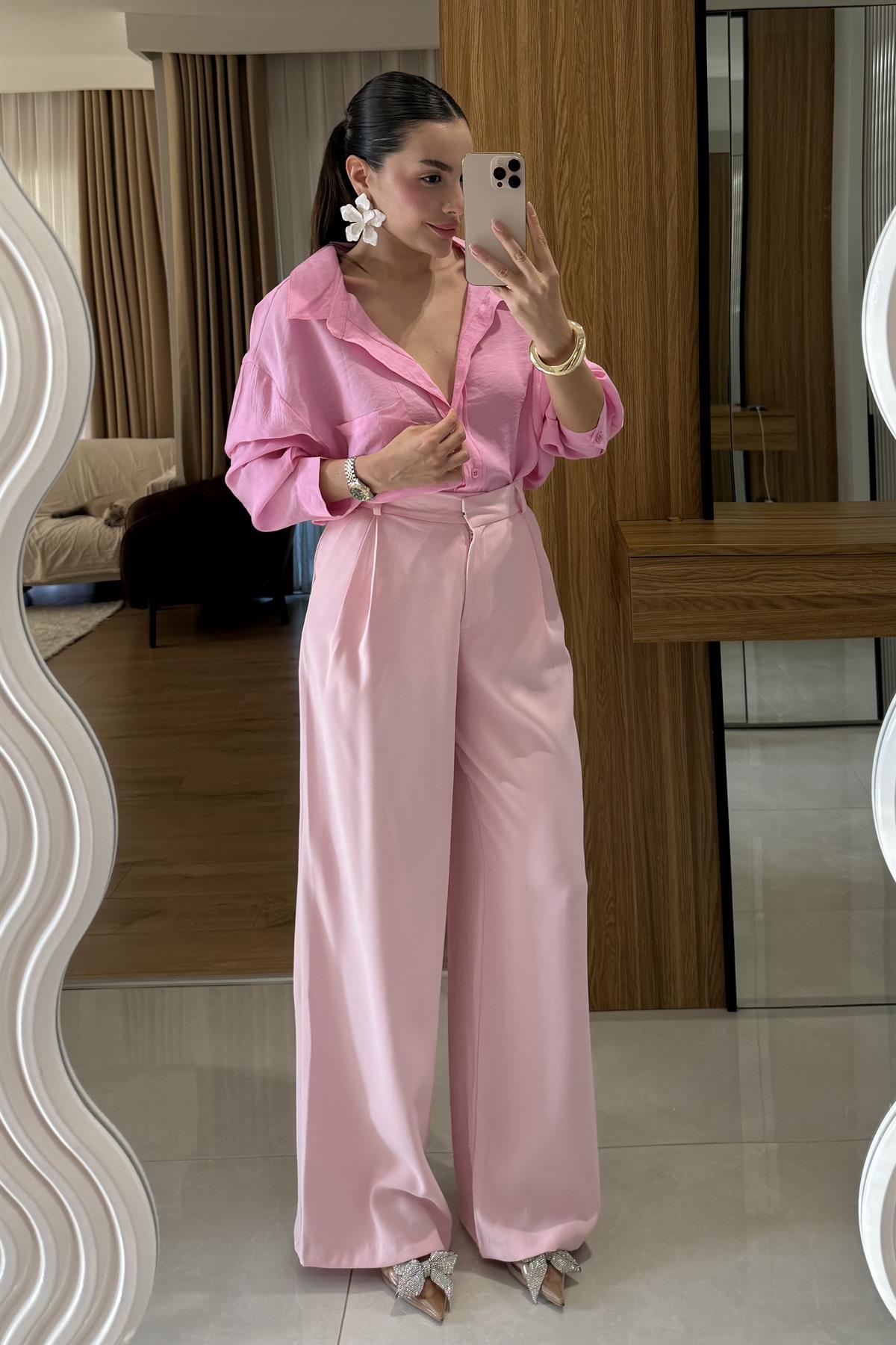 Orlina Pembe Palazzo Pileli Pantolon