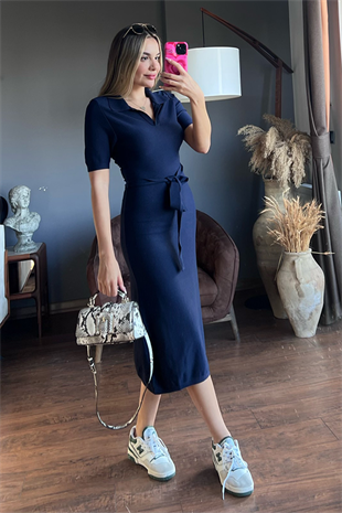 Orsay yarım kol lacivert elbise