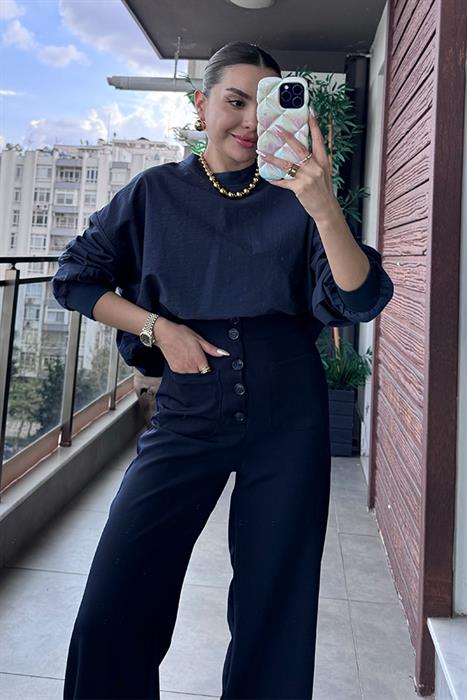Ortiz Balon Kol Paraşüt Sweat - Lacivert
