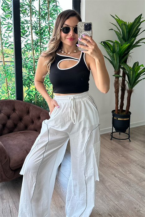 Otello dekolteli siyah spor crop