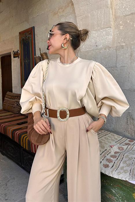 Otilia Krem Balon Kol Bluz