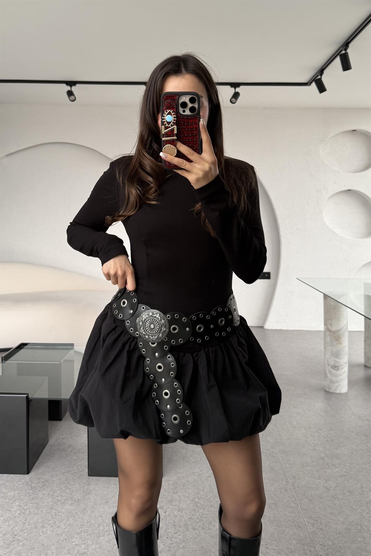 Ottawa Siyah Balon Elbise