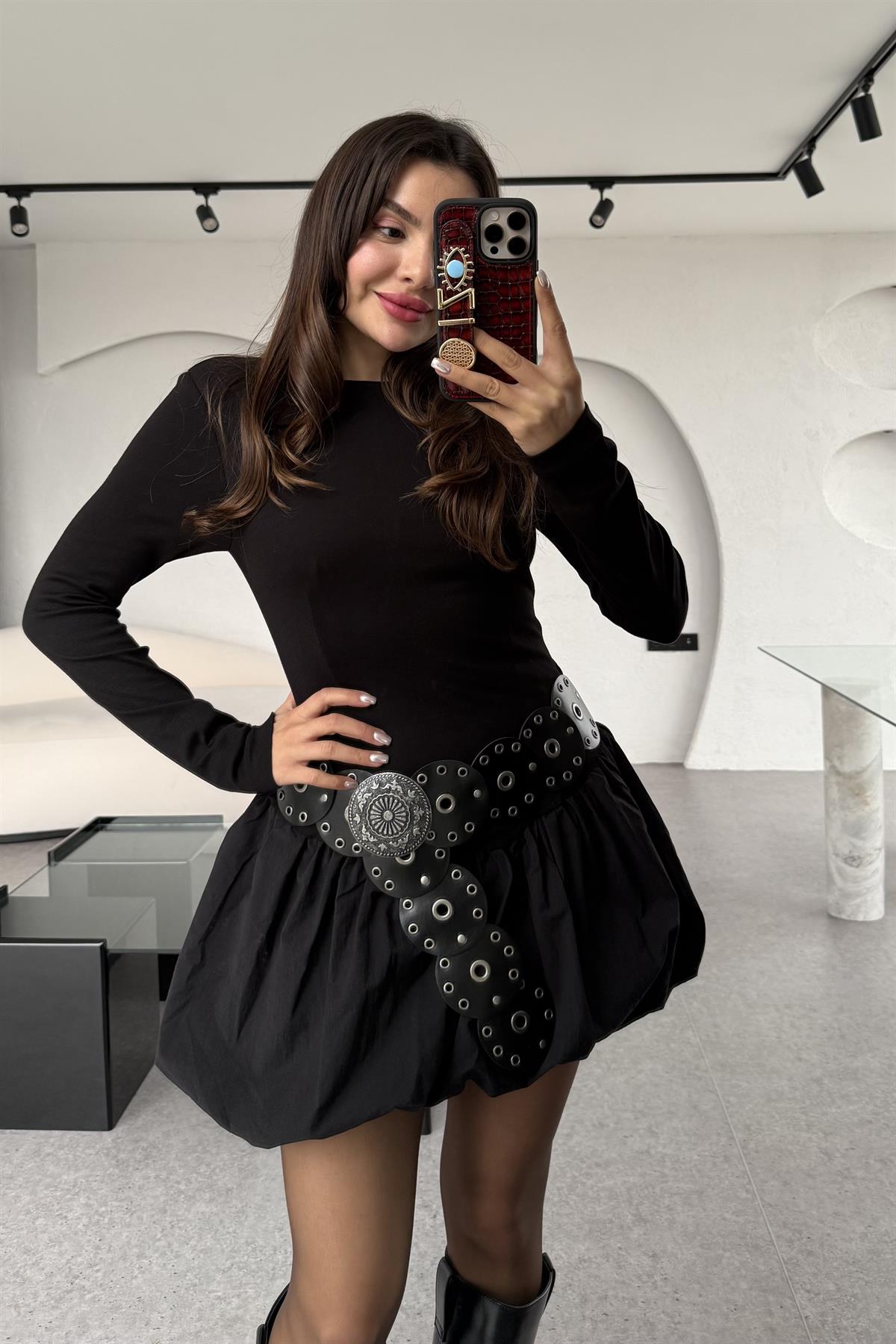 Ottawa Siyah Balon Elbise