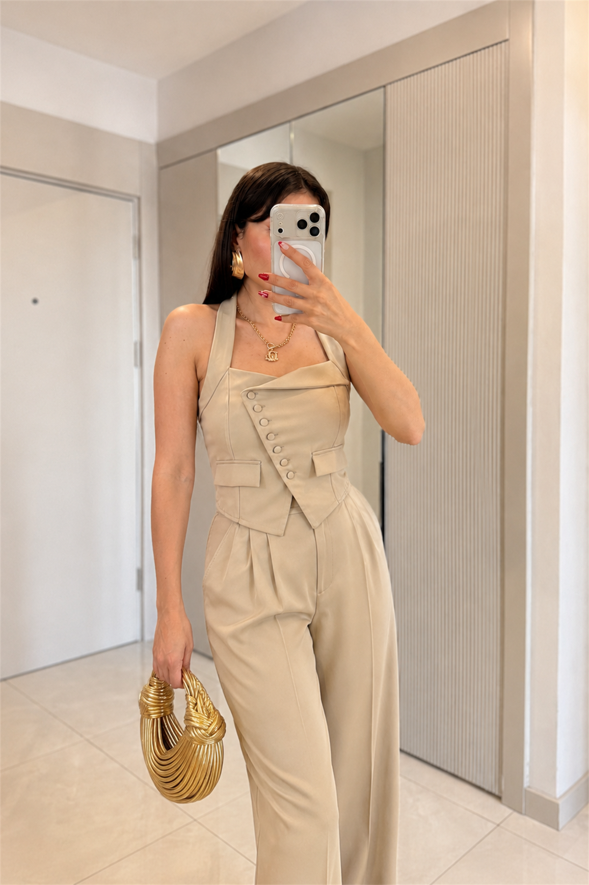 Ottilie Bej Halter Yaka Yelek