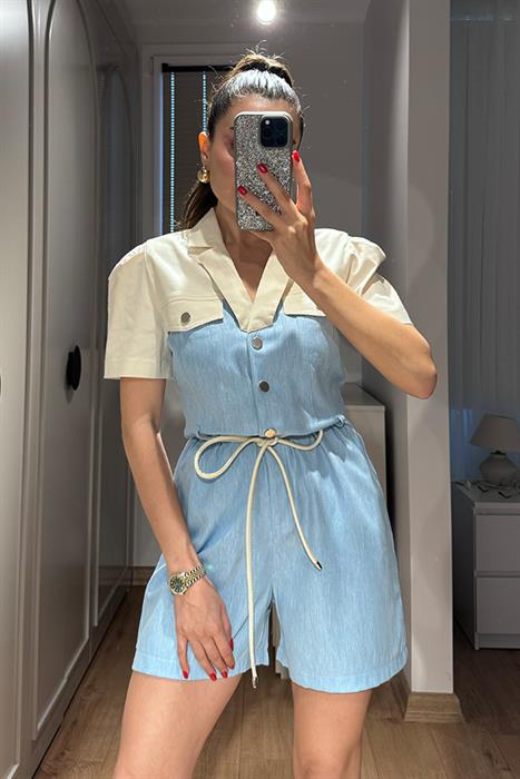 Overs Garnili Şort Tulum