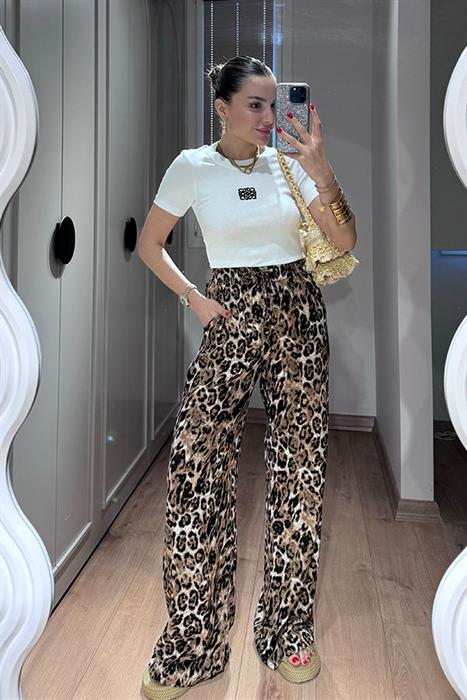 Paige Karışık Desen Lastikli  Leopar Pantolon 