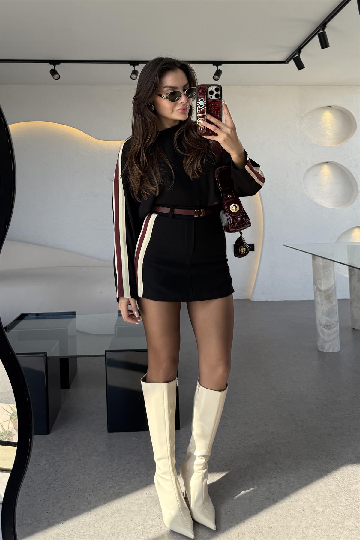 Palmas Şerit Detay Şortlu Premium Takım